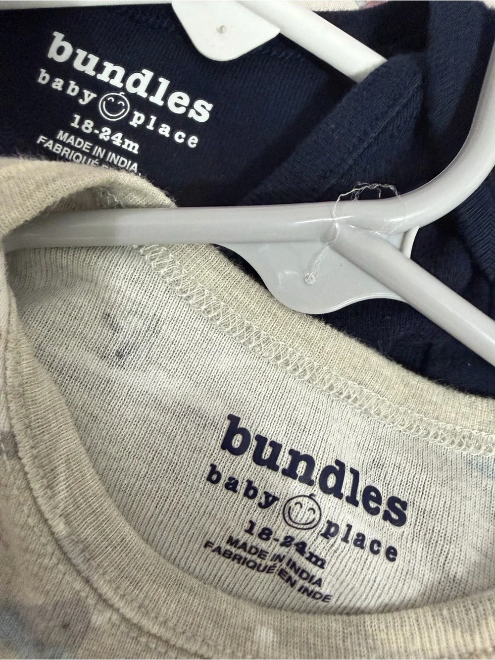Pack of 2 Long-Sleeve Baby Bodysuits in Navy and Light Gray